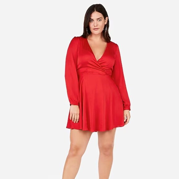 Express Vibrant Holiday Red Dress (S) - Picture 6 of 6